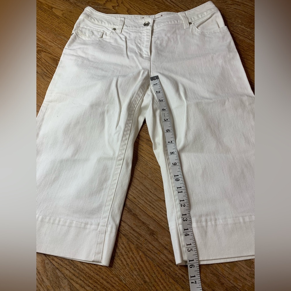 CONTRAST White Denim Capri Jeans Size 7 Stretch Y2K - Picture 7 of 10